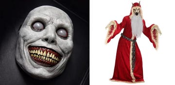 smiling demon mask and krampus costume