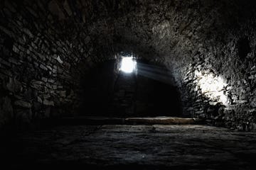 scary underground, old stony cellar