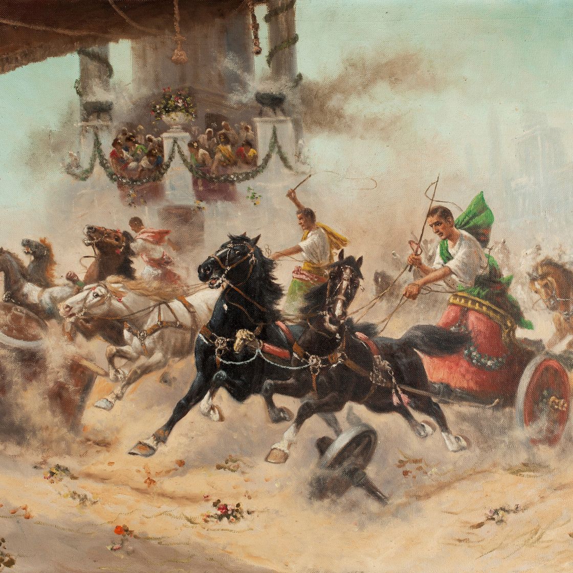 gladiatoren op paarde in de arena