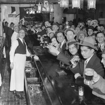 crowd of men in bar