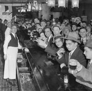 crowd of men in bar
