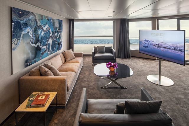 lounge of the owner's suite on scenic eclipse