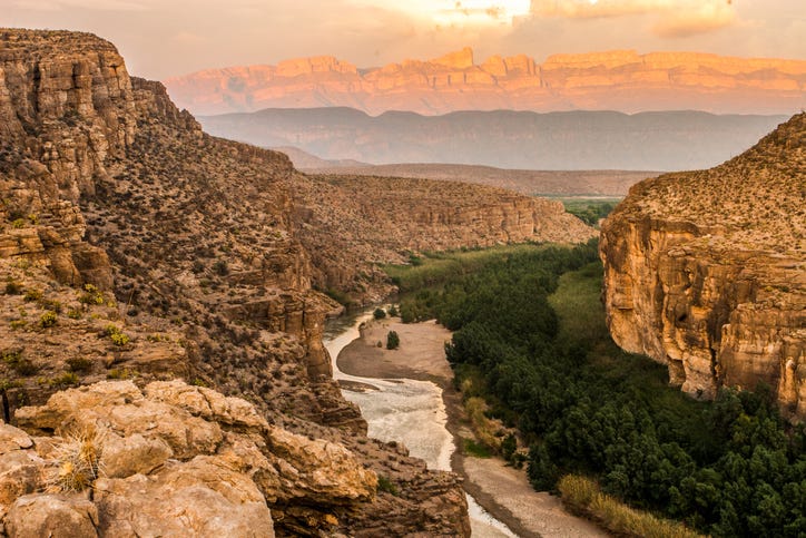 scenic view of landscape against sky during sunset,big bend national park,texas,united states,usa