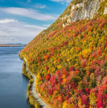 scenic view of sea against sky during autumn,vermont,united states,usa