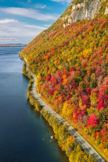 scenic view of sea against sky during autumn,vermont,united states,usa