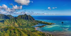 scenic view of sea against sky,waikane,hawaii,united states,usa