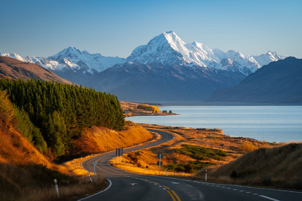 scenic view of snowcapped mountains against clear blue sky,canterbury,new zealand