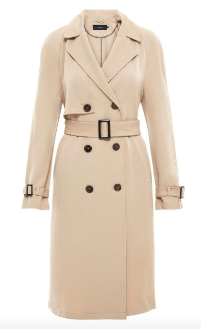 Clothing, Trench coat, Coat, Overcoat, Outerwear, Beige, Sleeve, Duster, Dress, Collar, 