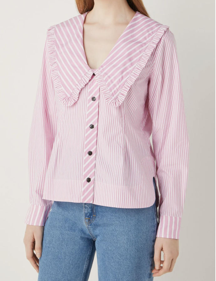 ganni blouse van biologisch katoen met streepprint