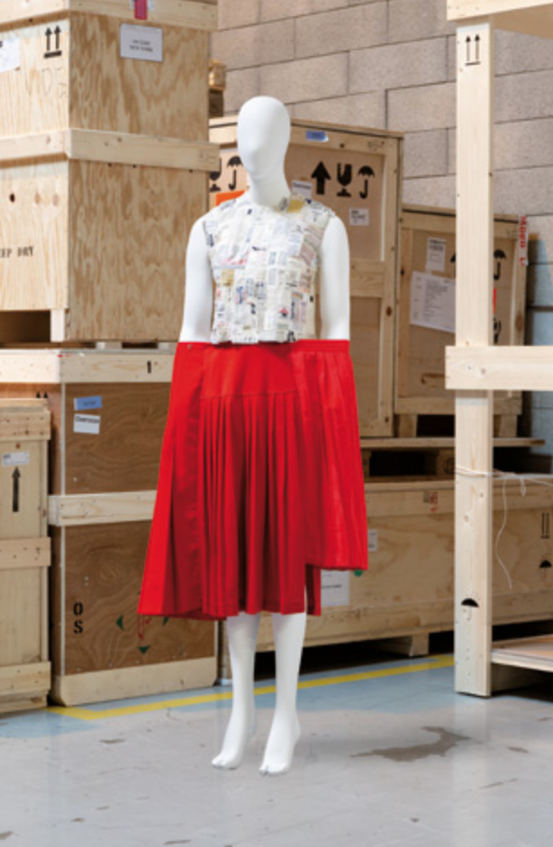 Clothing, Red, Standing, Fashion, Costume, Outerwear, Furniture, Mannequin, Dress, Room, 