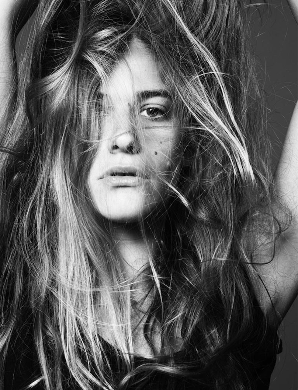 Hair, Face, Photograph, Beauty, Hairstyle, Eyebrow, Lip, Black-and-white, Nose, Long hair, 