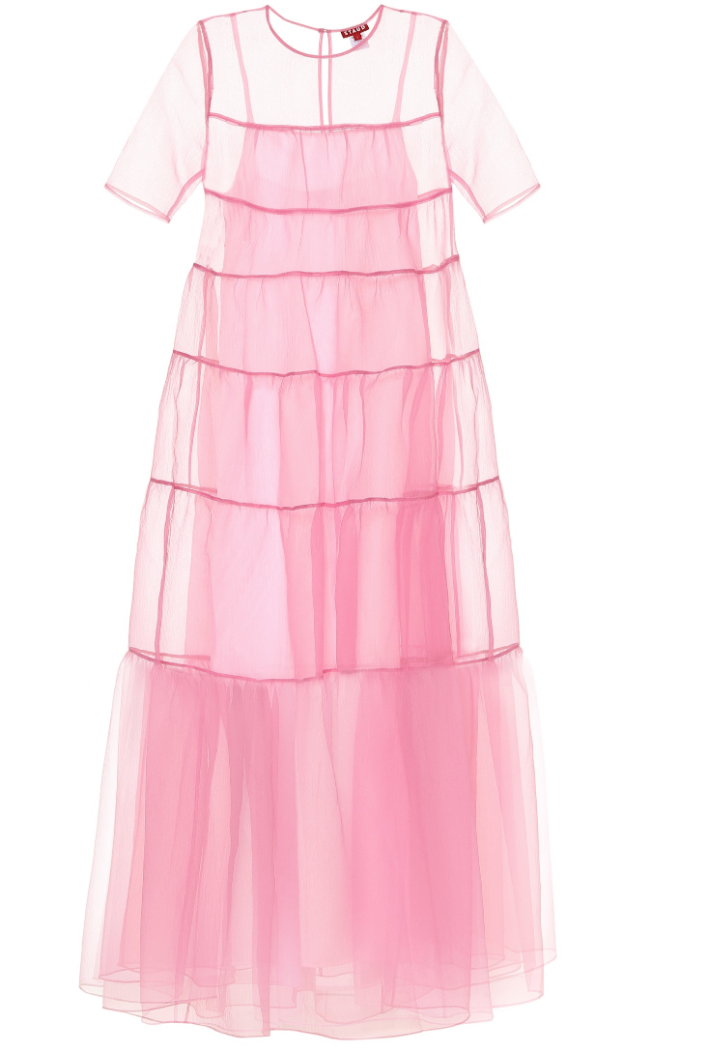 Clothing, Pink, Dress, Day dress, Product, Sleeve, A-line, Ruffle, Pattern, Textile, 