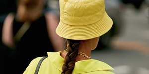 Yellow, Clothing, Hat, Headgear, Fashion, Fashion accessory, Street fashion, Cap, Sun hat, 