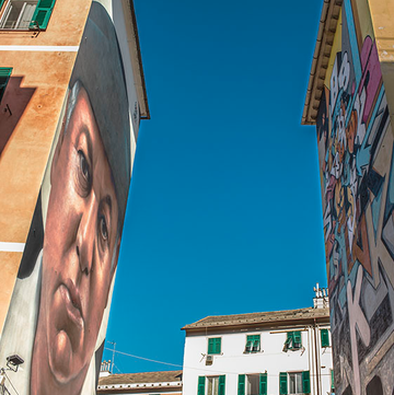 street art nel quartiere certosa, a genova