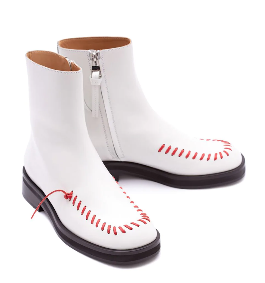 Footwear, Product, Boot, White, Font, Carmine, Fashion, Beige, Musical instrument accessory, Leather, 