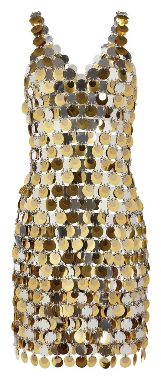 vestito oro paco rabanne su farfetch