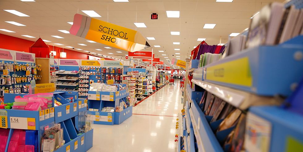 back to school aisle at Target