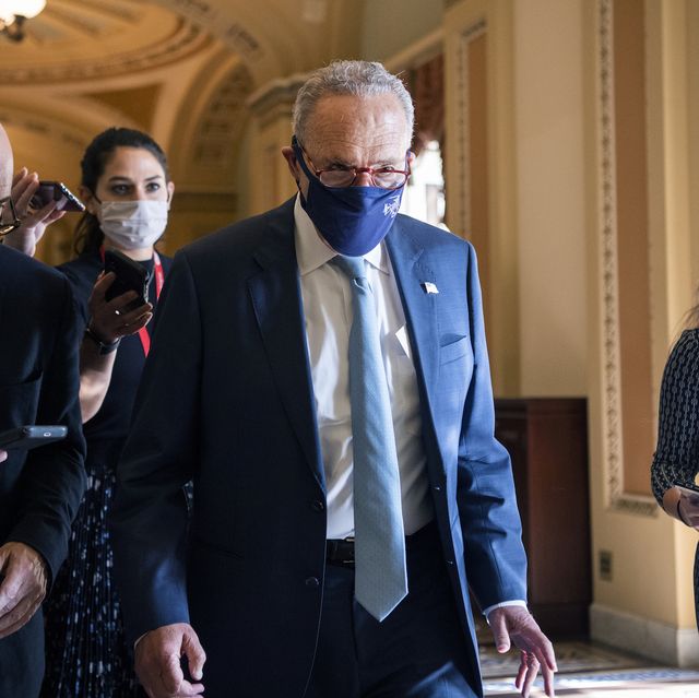 united states   october 7 senate majority leader charles schumer, d ny, is seen after a lunch with senate democrats in the us capitol on thursday, october 7, 2021 photo by tom williamscq roll call