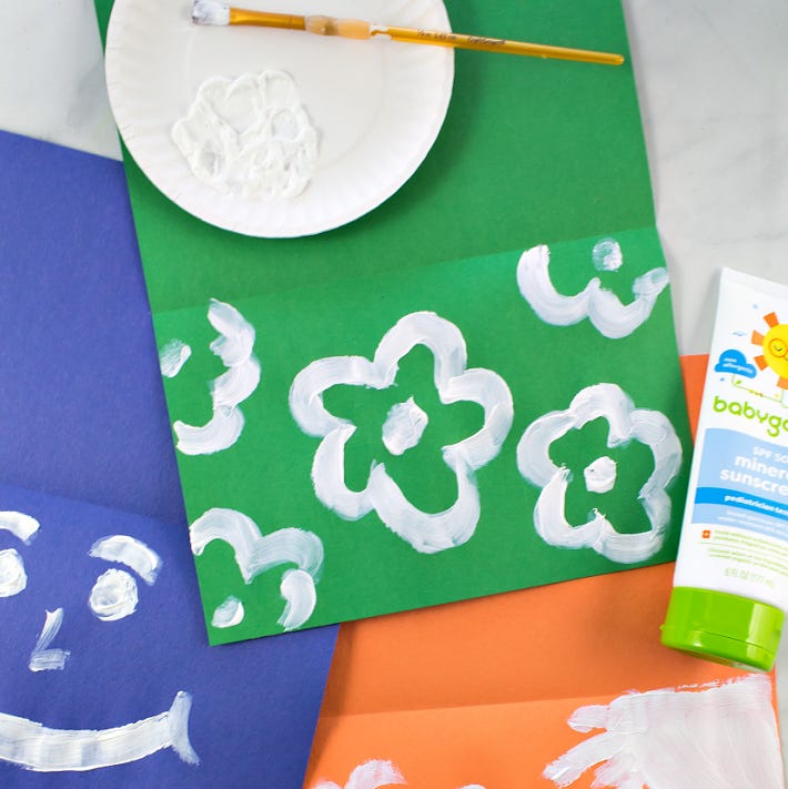 Colorful construction paper painted with different sunscreens, as part of an at-home science experiment for kids colorful construction paper painted with different sunscreens, as part of an athome science experiment for kids