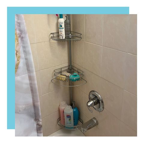 shower with corner product caddy