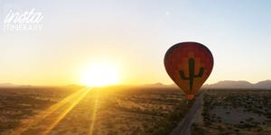 Hot air ballooning, Hot air balloon, Sky, Morning, Light, Sunlight, Atmosphere, Balloon, Horizon, Sunrise, 