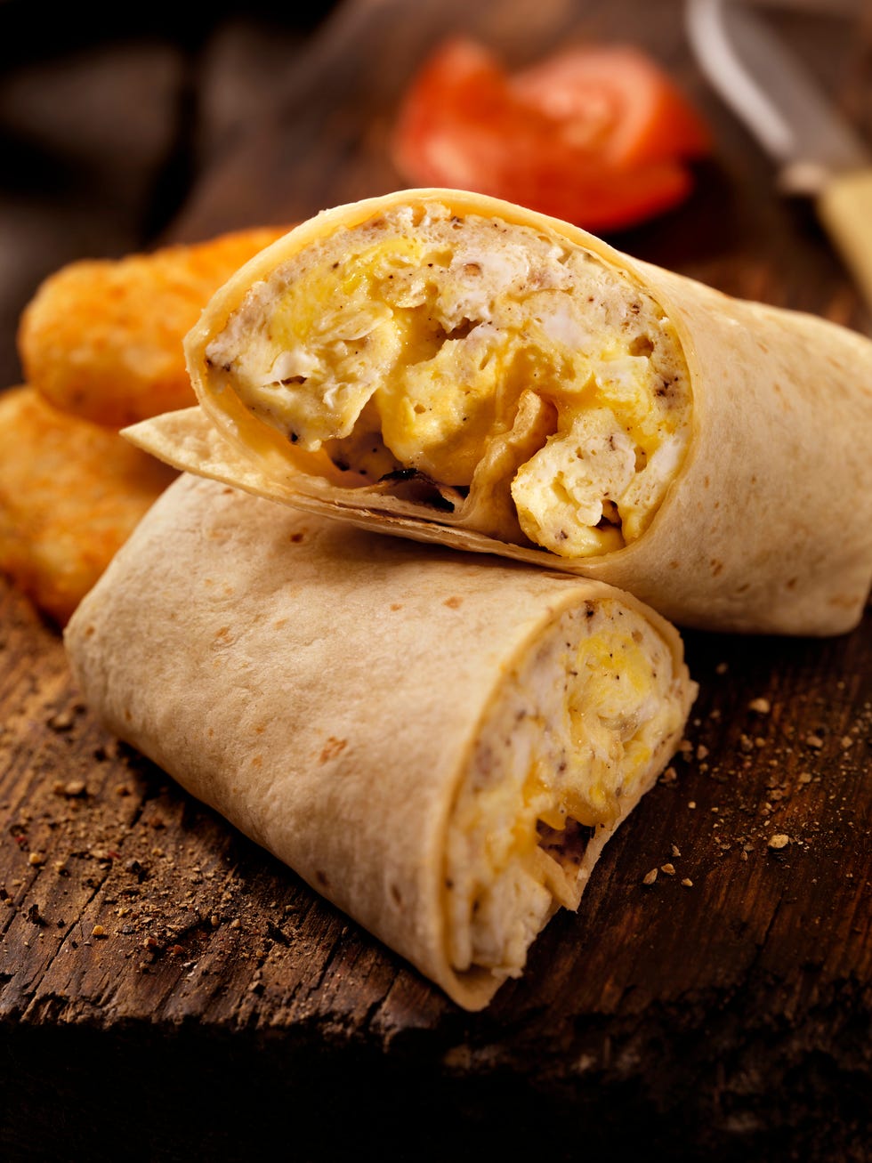 scrambled egg and cheese breakfast wrap