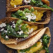 scrambled egg tacos with black beans cilantro crumbled queso fresco