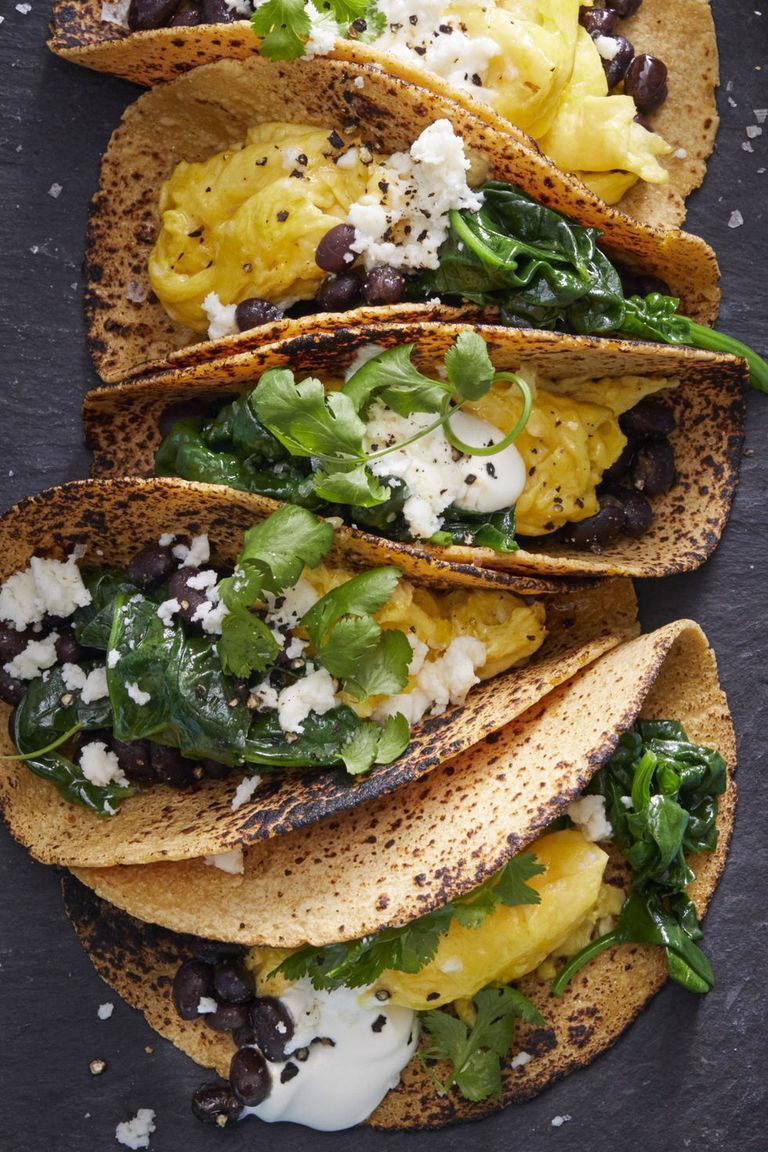 scrambled egg tacos with black beans cilantro crumbled queso fresco