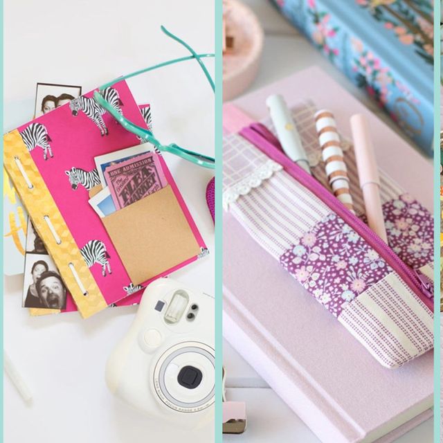 Crafting And Scrapbooking Supplies Falling To A Wooden Table Work