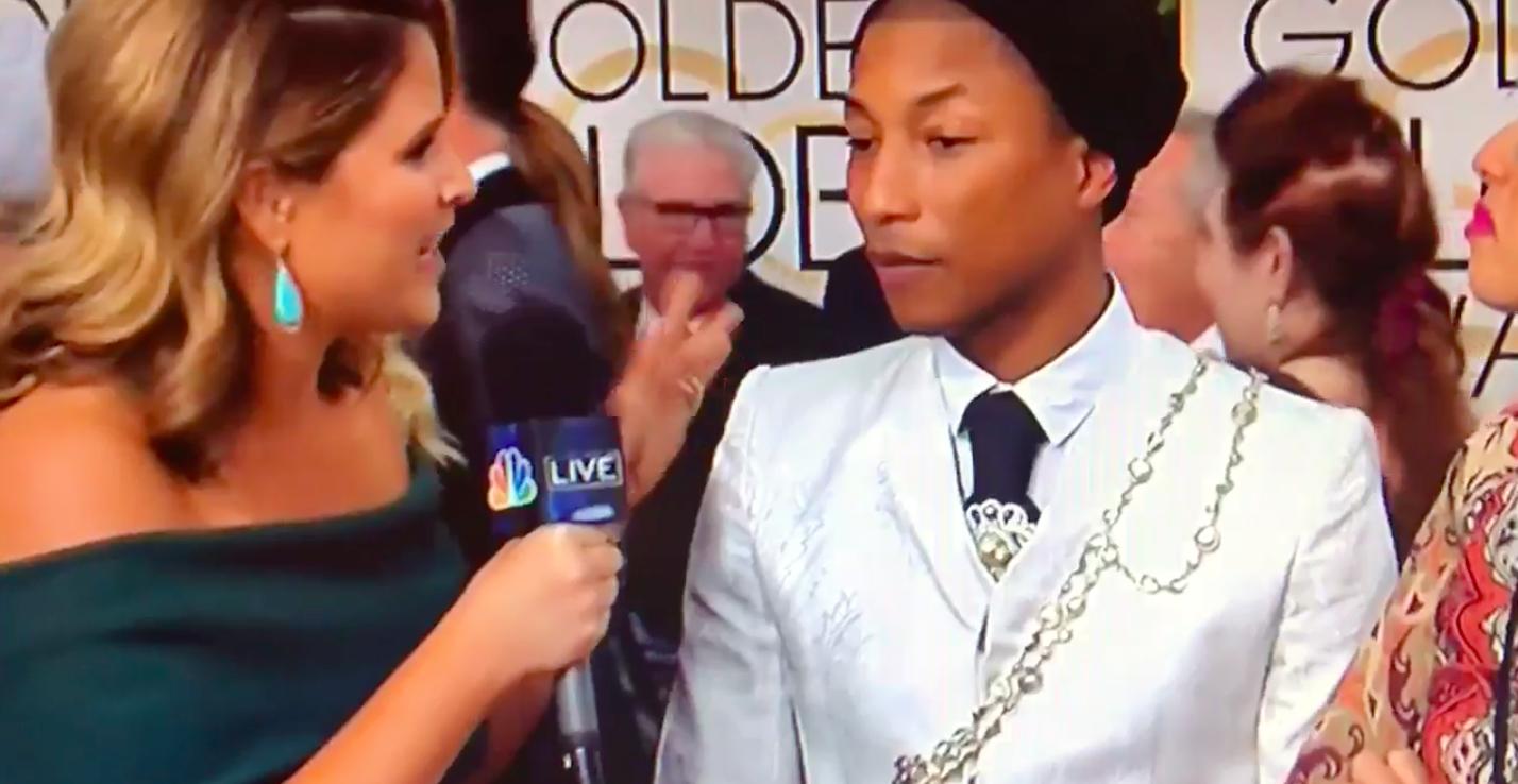 Pharrell Williams at the Golden Globes 2017 in Chanel