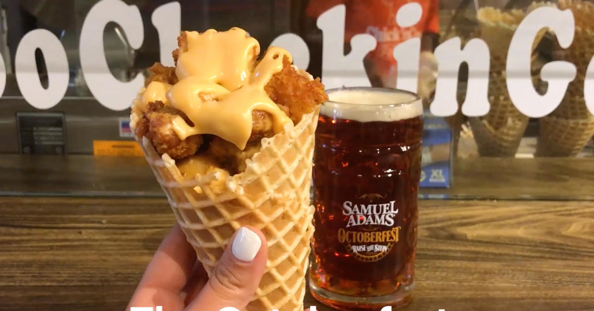 Fried chicken waffle cones at Chick'nCone in New York City