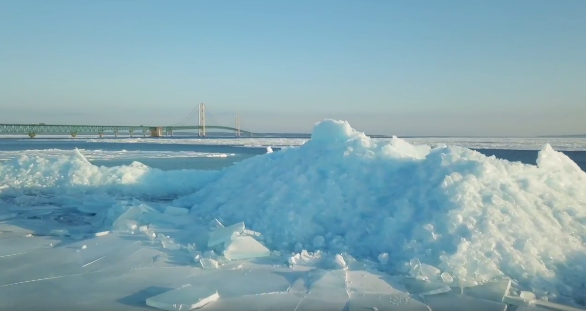 Mountains of Blue Ice Are Appearing in Michigan