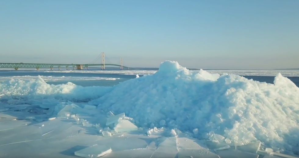 Mountains of Blue Ice Are Appearing in Michigan