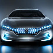 Automotive design, Vehicle, Car, Headlamp, Blue, Automotive lighting, Light, Mid-size car, Mode of transport, Concept car, 