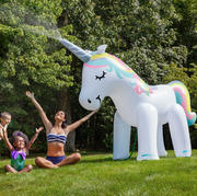 Unicorn, Green, Games, Inflatable, Horse, Fictional character, Fun, Grass, Spring, Sculpture, 