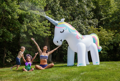 Unicorn, Green, Games, Inflatable, Horse, Fictional character, Fun, Grass, Spring, Sculpture, 