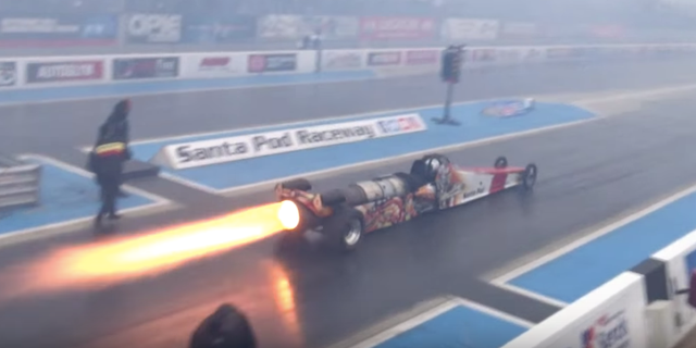 Jet Powered Dragster Runs 5 Second 1 4 Mile at 308 MPH