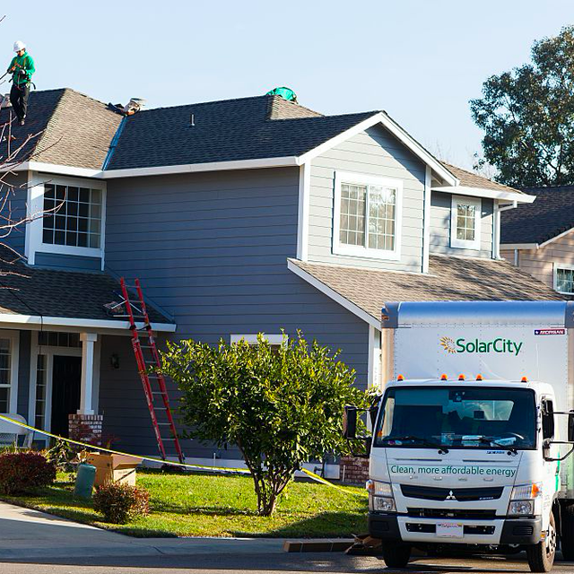 solarcity installation roof truck ladder