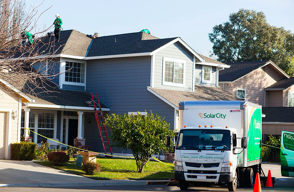 solarcity installation roof truck ladder