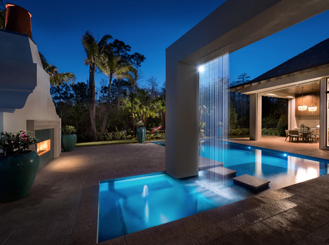 Swimming pool, Property, Home, House, Building, Real estate, Architecture, Lighting, Estate, Interior design, 