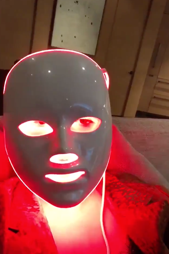 Chrissy Uses a LED Light Therapy Mask Skin