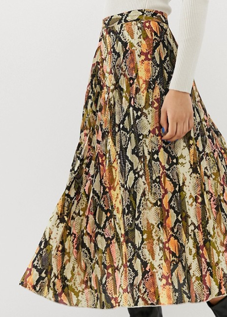 Asos pleated snake print skirt