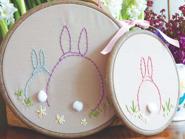How to embroider an Easter bunny hoop