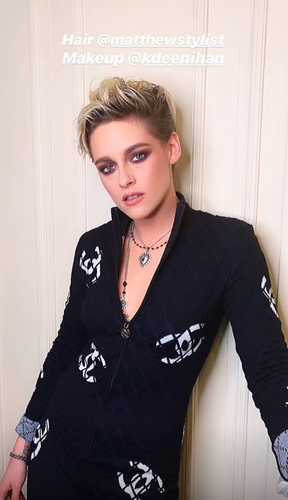 Kristen Stewart Paid Tribute To Karl Lagerfeld In A Chanel-Print Snowsuit  At Chanel's AW19 Show