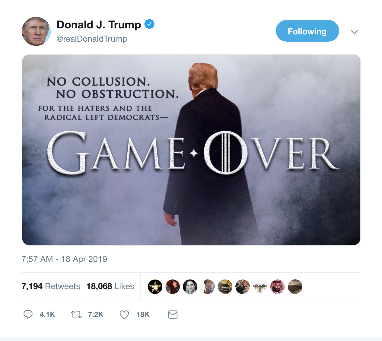game over man game over - Donald Trump Says