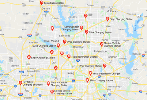google maps dallas ev charging stations