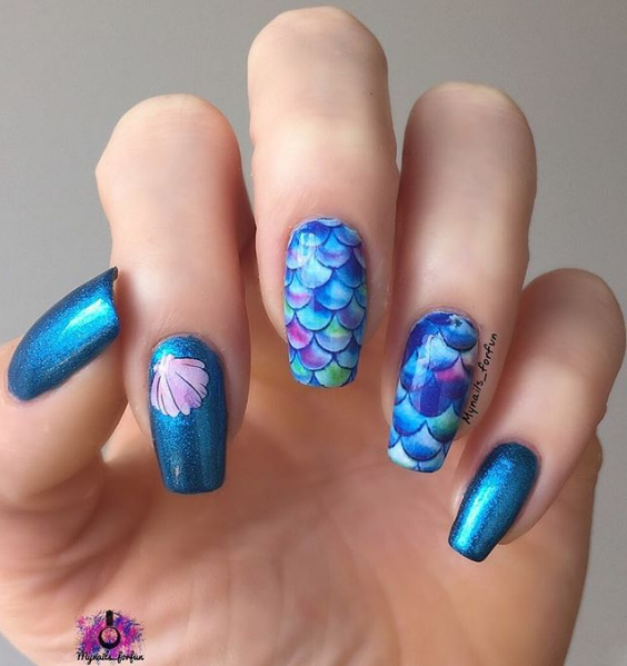 Memorial Day Nail Art - Mermaid Nails