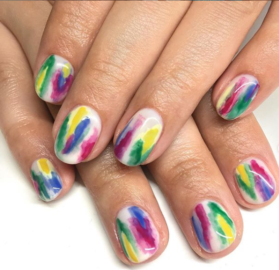Memorial Day Nail Art - Water Color Nails