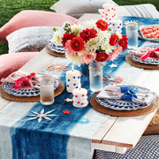 Table, Picnic, Textile, Summer, Recreation, Blue and white porcelain, Event, Furniture, Linens, Flower, 
