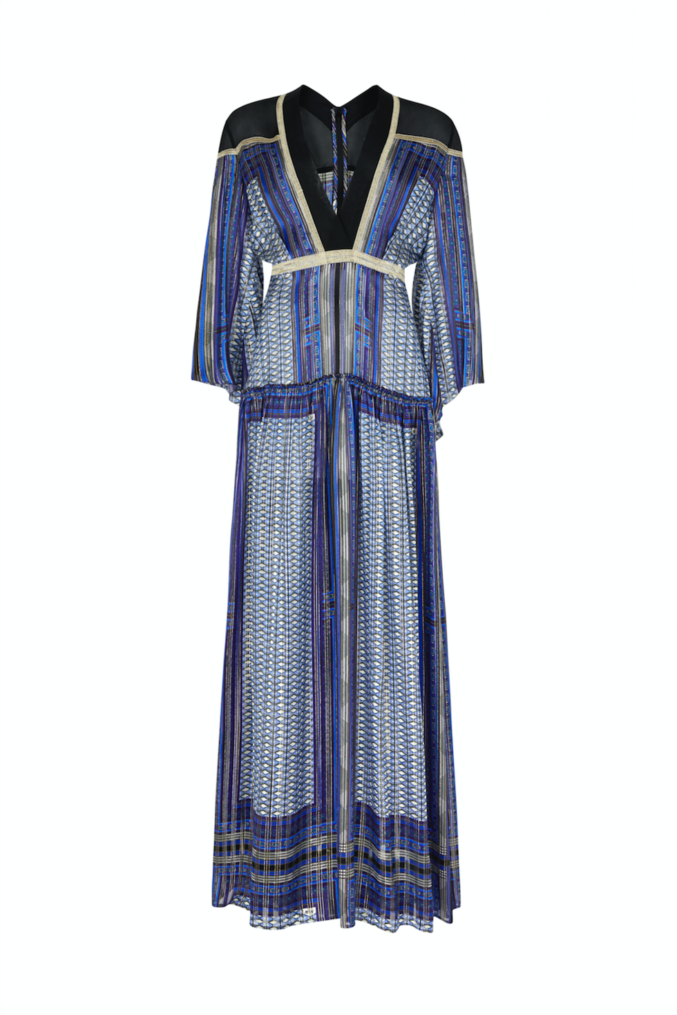 Amanda-wakeley-printed-metallic-stripe-maxi-dress